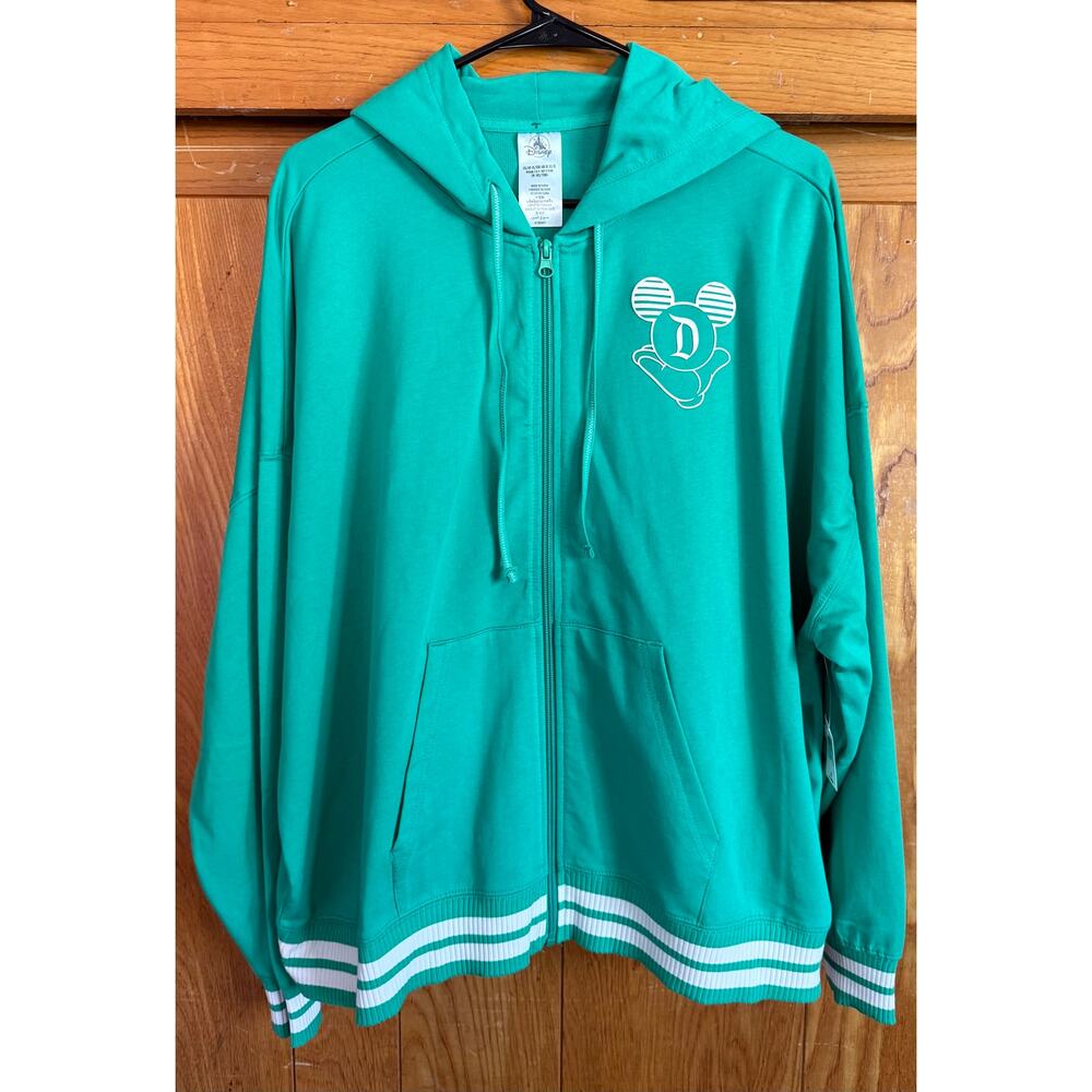 NWT Disney Parks Kaleidoscope Varsity Zip Hoodie - Green XL - Picture 10 of 11